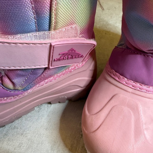 High Sierra Kids Size 9M Rainbow Tie Dye Winter Snow Boots Pink Fur Lined - Picture 3 of 6